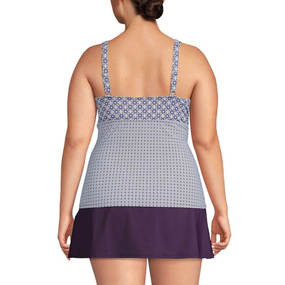 Lands' End Women's 14, 14-18W LONG V-Neck Wrap Underwire Tankini Swimsuit Top - Picture 4 of 10